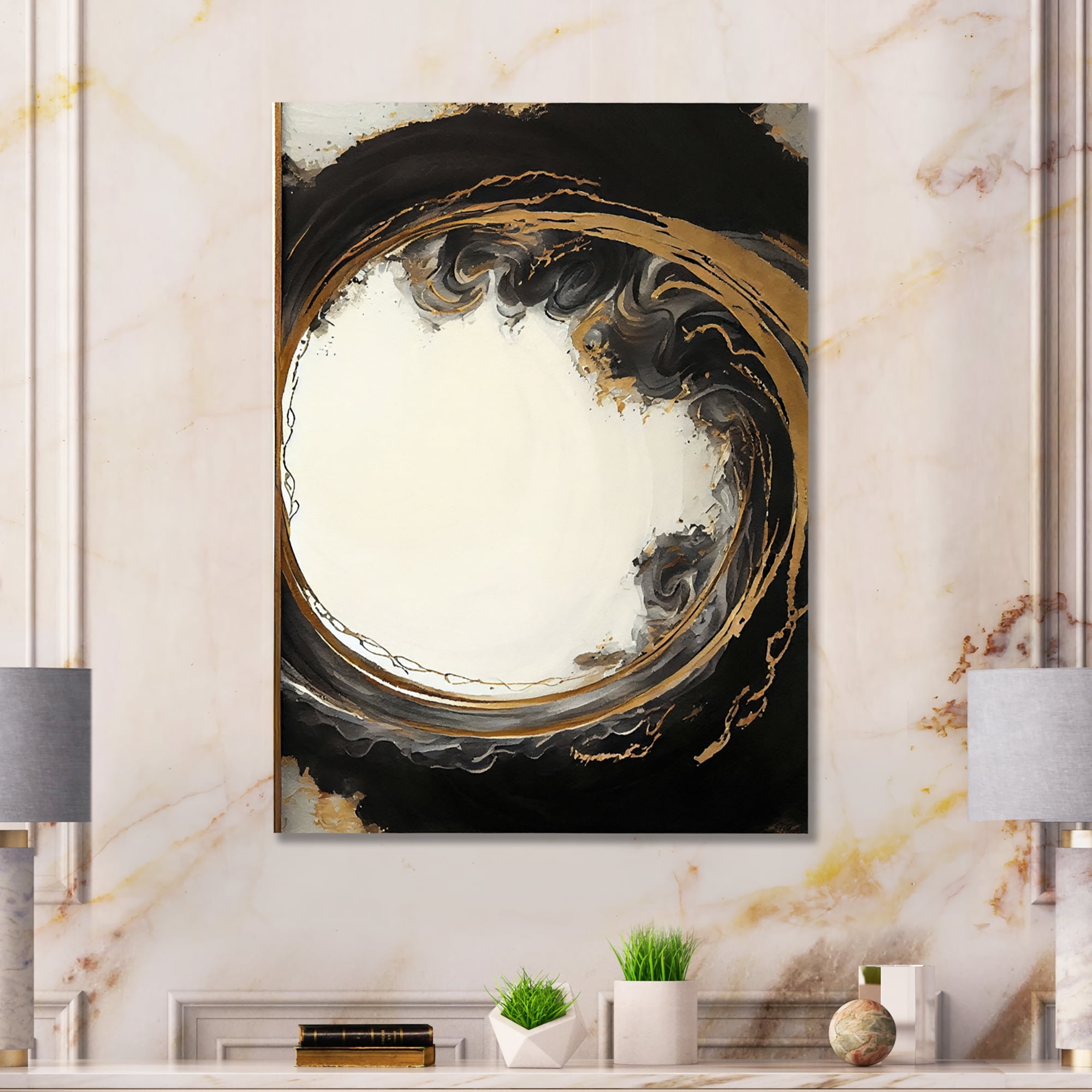 Designart Gold Glamour Wave II Canvas Wall Art