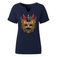 thumbnail image 5 of Craaazy Mardi Gras Shirts for Women Short Sleeve Casual Carnival Printed V-neck T-shirts Gifts, 5 of 6