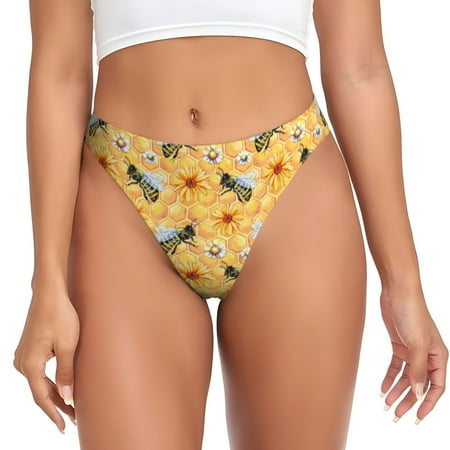 Adobk Bee Wasp Print Seamless Women Underwear Thongs No Show Ladies Thong No Line Breathable Comfortable Panties Undies for Women-Small