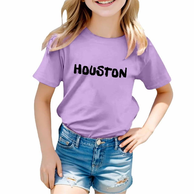 TZEWGL Tops For Child City Theme Printed Comfortable Crew Neck Short Sleeve Top For Newborns size 7-8T