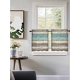thumbnail image 3 of Farmhouse Blue Grey Brown Tier Curtains 36 Inch Length, Sheer Curtains for Bedroom Living Room Window Vintage Ombre Wooden Rod Pocket Drapes Kitchen Curtains Small Half Window 27.5"x36" 2 Panels, 3 of 6
