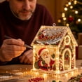 thumbnail image 6 of 3D Christmas House Pearl Art Kit, Acrylic Bead Craft Set with LED Lights, DIY Festive House Ornament Decoration for Tree, Tabletop, Mantel, Living Room, Festive Craft, A, 6 of 7