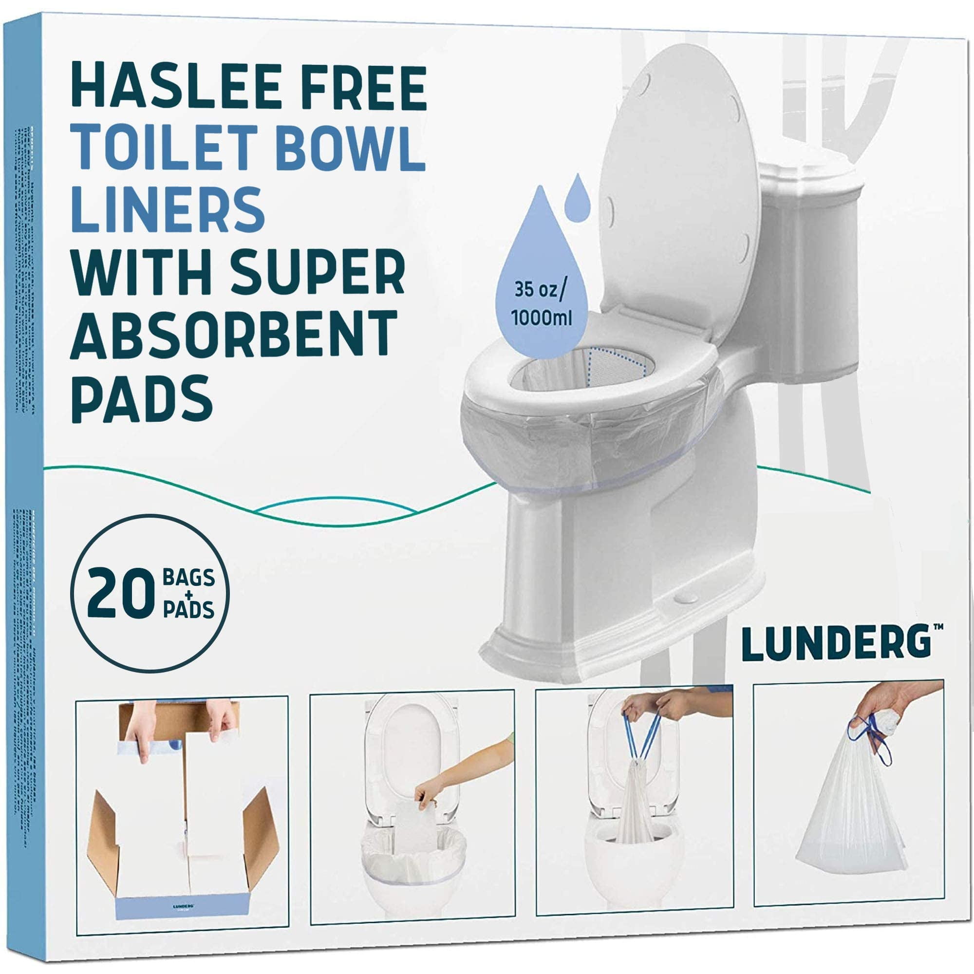 Lunderg Toilet Bowl Liners with Super Absorbent Pads Value Pack 20