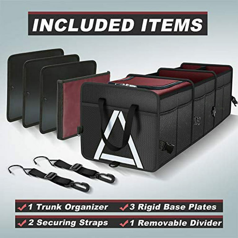 Knodel Car [trunk organizer], Foldable Cover, Heavy Duty Collapsible [car  trunk] Storage Organizer, Car Cargo [trunk organizer] with Lid, 3