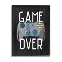 Stupell Industries Game Over Controller Graphic Art Black Framed Art Print Wall Art, Design by Kim Allen