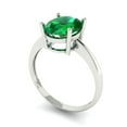 thumbnail image 2 of Clara Pucci 14K White Gold Solid Gold Emerald Solitaire Anniversary Ring for Women - 2.5 cttw Oval Cut, 2 of 7