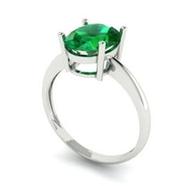 2.5ct oval cut green emerald 18k white gold Bridal Wedding Engagement Promise Anniversary Ring for Women size 4