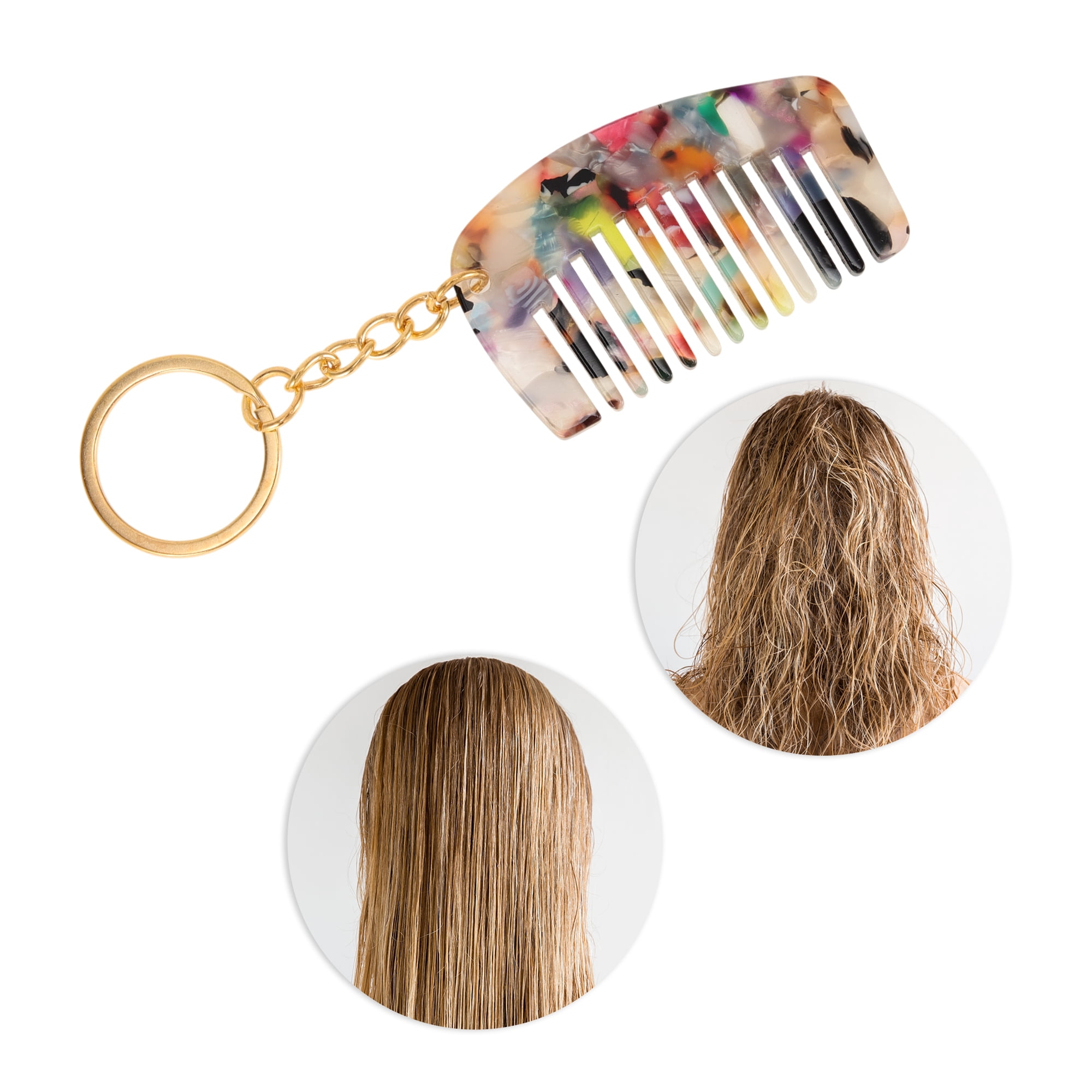 Unique Bargains 1 Pc Portable Mini Keychain Hair Comb for All Hair Types Styles Multicolor