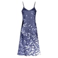 thumbnail image 4 of Women's Elegant Floral Print Satin Maxi Dress Spaghetti Strap V Neck Side Split Long Slip Dress Backless Evening Party Wedding Guest Night Out, 4 of 8