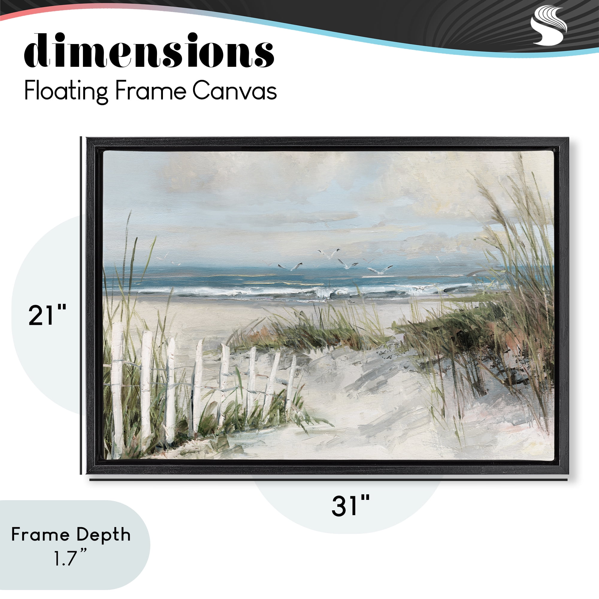 Stupell Industries Dunes With Weathered Fence Black Framed Floater Canvas Wall Art, design by Sally Swatland