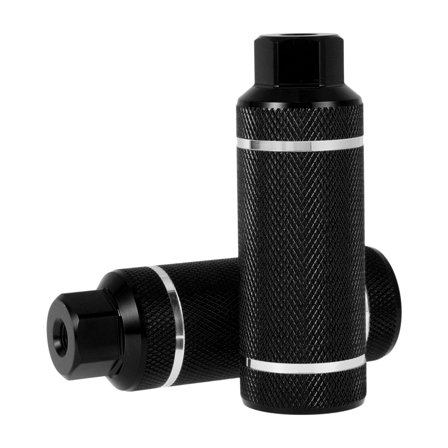 2 Pcs Aluminum Alloy Anti-Skid Bike Pegs 110mm Length Dual Stripes Texture Bicycle Backseats Stands Cycling Foot Pegs 3/8 inch Axles Black