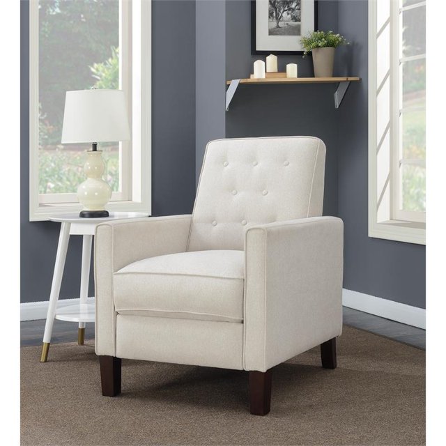 Home Fare Tufted Fabric Upholstered Pushback Recliner in Soft Cream