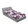 thumbnail image 2 of Ambesonne Natural Fitted Sheet & Pillow Sham Set, Butterflies with Paisley, Twin, Purple White Lilac, 2 of 2