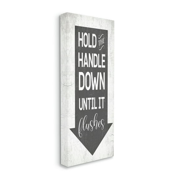 Stupell Industries Hold Handle Down to Flush Bathroom Arrow Canvas Wall Art by Daphne Polselli