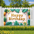 thumbnail image 5 of Tropical Design Happy Birthday Banner Decorative Pineapple Leaves Backdrop for Birthday Celebration Party, 5 of 7