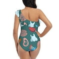 thumbnail image 5 of Sikiie cute Skull organ Print Women One Piece Swimsuits Tummy Control One Shoulder Bathing Suits Ruffle Swimwear, From S to XXL-Large, 5 of 6