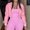 Pink, variant on LEKODE Women Lightweight Cropped Faux Leather Varsity Baseball Bomber Jacket Snap Button Long Sleeve Casual Streetwear Outerwear Yellow XL