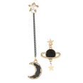 thumbnail image 2 of Pendientes de la Luna Estrella, Pendientes de Estrella de Luna Negra de Aleación Asimétrica para Citas, 2 of 8