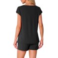 thumbnail image 3 of Conjunto de lounge de 2 piezas para mujer INSPIRE CHIC, suéter de punto, camiseta de manga corta y pantalones cortos, conjunto de pijama M negro, 3 of 5