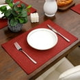 thumbnail image 5 of Red Placemats Set of 6 Machine Washable Fabric Cloth Placemats Heat Resistant Table Mats Non Slip Double Layer Faux Linen Dining Table Place Mats, Burgundy Red, 5 of 6