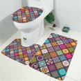 thumbnail image 2 of Multicolor Ethnic Mandala Pattern Bathroom Rugs Sets 3 Piece,Toilet Cover Set,Absorbent Non Slip Bathroom Mats Sets with U-Shaped Contour Rug Toilet Rug Set, 2 of 5