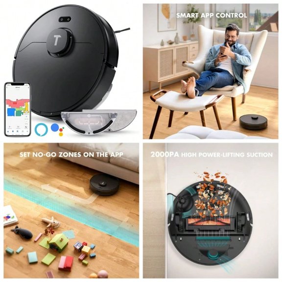 Robotic Floor Cleaner, 2000Pa Vacuum and Mop 2-in-1 with Lidar Navigation