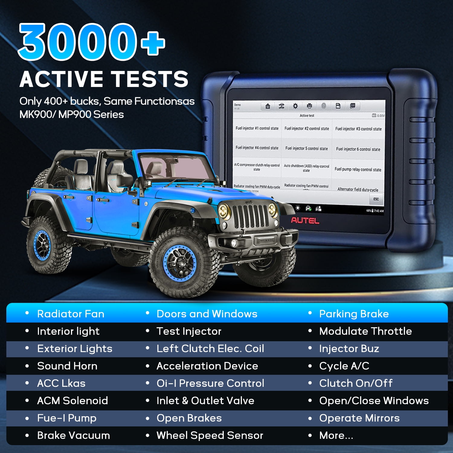 Autel Scanner MaxiCOM MK808Z-BT Bidirectional Car Diagnostic Scanner All System Scan Active Test, 28+ Service , FCA SGW Cars, OS11 Updated of MK808BT MK808S MX808S