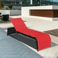 thumbnail image 3 of Costway 2 PCS Patio Rattan Lounge Chair Chaise Recliner Back Adjustable Cushioned Red, 3 of 11