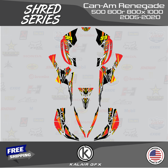 Kalair GFX Graphics Kit for Canam Renegade 500 800X 800R 1000 (All Years) Shred Series