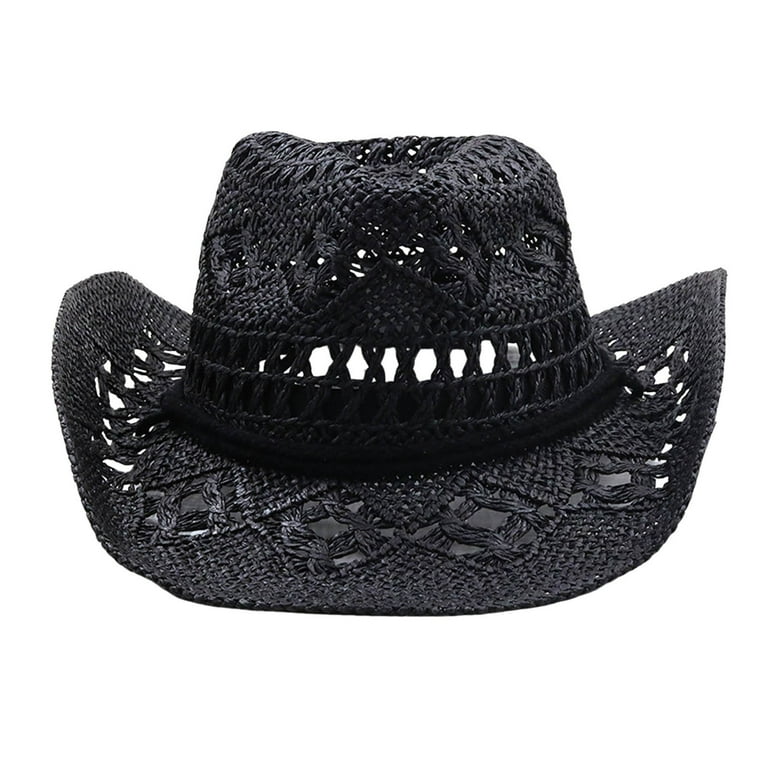 TYGHBN Women Men Summer Western Cowboy Hat Shapeable Straw Hat