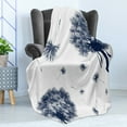 thumbnail image 4 of Dandelion Soft Flannel Fleece Throw Blanket, Monochrome Flowers with Flying Blooming Nature Inspiration Botany Theme, Cozy Plush for Indoor and Outdoor Use, 50" x 70", Indigo and White, by Ambesonne, 4 of 5