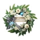 thumbnail image 2 of Corona de eucalipto artificial con letrero de bienvenida de madera, guirnalda verde primaveral para puerta de entrada y decoración de ventanas., 2 of 8