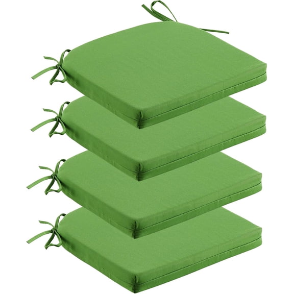 Outdoor/Indoor Seat Cushions Set of 4,17"x16"x2" Patio ChairPad with Ties,Foam Fill,Square Round Corner, Weather, Fade Resistant and Replacement,Green