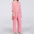 thumbnail image 2 of YONGHS Women's 3 Pieces Mother of The Bride Dress Pant Suits Chiffon Plus Size Formal Evening Party Outfit Pink XL, 2 of 5