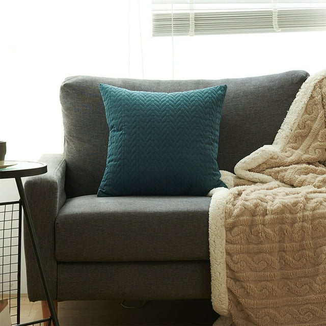 Leaf Quilted Embossed Pillowcase 17x17 Inch Double-Sided Solid Color with Zipper – Soft Polyester Cover for Sofa, Bed, Chair Decor in Multiple Colors