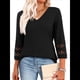 thumbnail image 1 of Blusas Elegantes e Informales de 3/4 para Mujer, Camisetas de Cuello en V A , Ropa de Verano 2025. Negro S, 1 of 7
