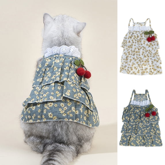Dream Lifestyle Puppy Dress Sling Adorable Breathable Cosplay Dress-up Cherry Decor Decorating Summer Small Dog Princess Cosplay Costume for Party