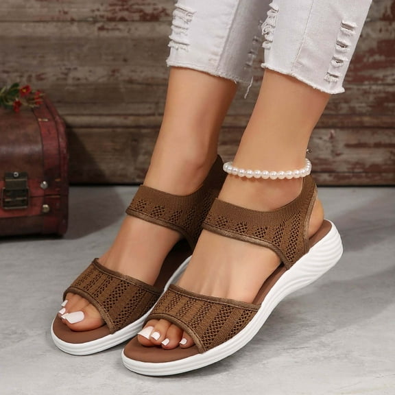 Wowcloth Women's Fashion Casual Peep-Toe Flat Sandals – Breathable Slip-On Shape, Versatile Spring Summer Footwear for Daily Outfits,Plus Size