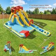 Redsmile 7-in-1 Inflatable Dual Slide Water Park Bounce House Without Blower - Multicolor - Kids Birthday Party