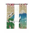 thumbnail image 7 of Teal Brown Mountain Blackout Curtains for Bedroom, Farmhouse Cherry Blossoms Cranes Thermal Insulated Kitchen Drapes with Grommets, Light Blocking Window Treatment, 2 Panels 52" x 63", 7 of 7