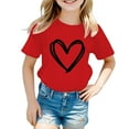 thumbnail image 2 of Girls T Shirts Kids Cute Graphic Round Neck Short Sleeve Tee Summer Girls Clothes Red 1-2 Years, 2 of 5