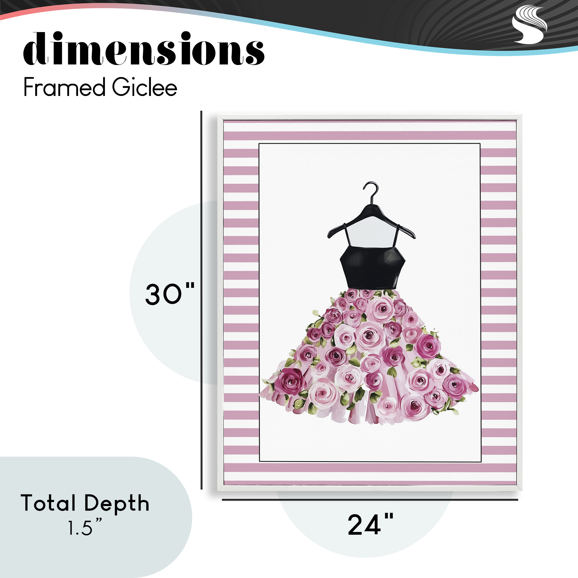 Flower Bedecked Dress White Framed Giclee Art, design by Christine Simpson Art