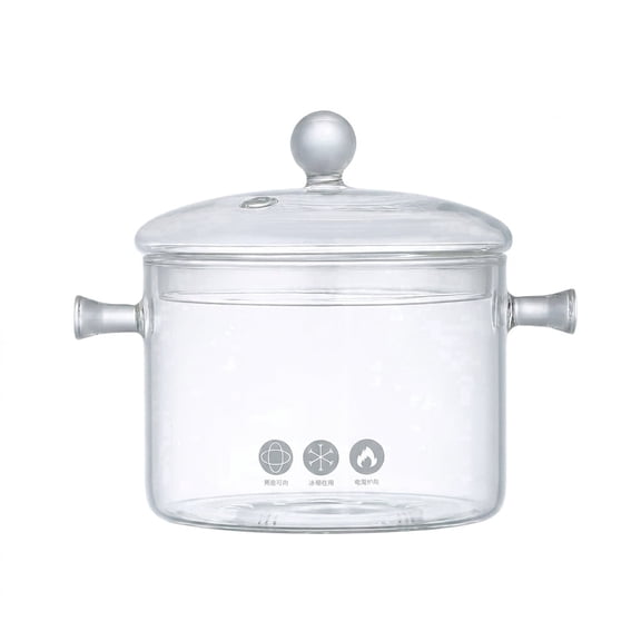 Glass Crock Pots for Cooking on Stove, 1.5L/50oz Glass Cooking Pot with Lid, Heat-Resistant glass simmer pot, Simmer Pot for Stove Potpourri, Saucepan Pot FIts for Cooking, Soup, Milk, Tea