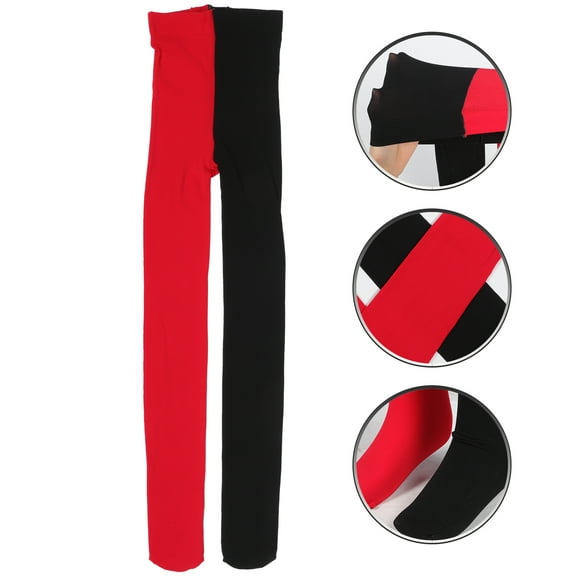 Black and Red Stockings for Stage Performance Double Color Splice Stockings High Waist Leggings for Daily Wearing Costume Accessories