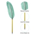 thumbnail image 4 of Uxcell Green Feather Ballpoint Pens, Metal Holder Black Ink Quill Writing Pens with 5 Pieces Refill for Office, Wedding, 4 of 6