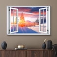 thumbnail image 2 of wall26 Canvas Print Wall Art Window View Sunset Sky Winter Snow Mountain Forest Wilderness Nature Photography Realism Scenic Landscape Colorful Multicolor for Living Room, Bedroom, Office - 32"x, 2 of 5