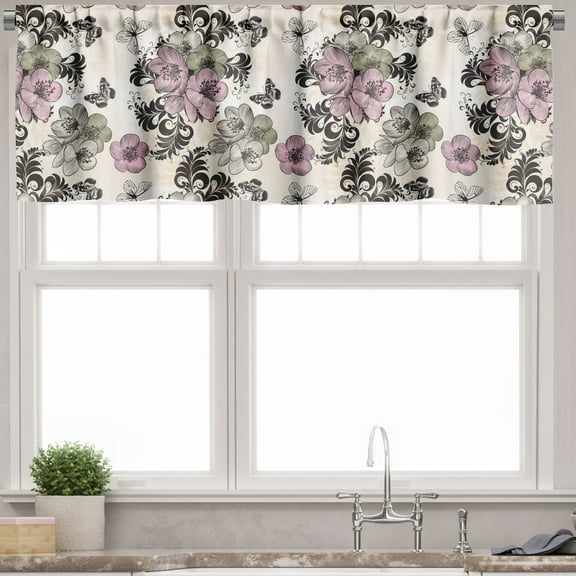 Ambesonne Vintage Valance Pack of 2, Nostalgic Floral Pattern, 54"X12", Multicolor