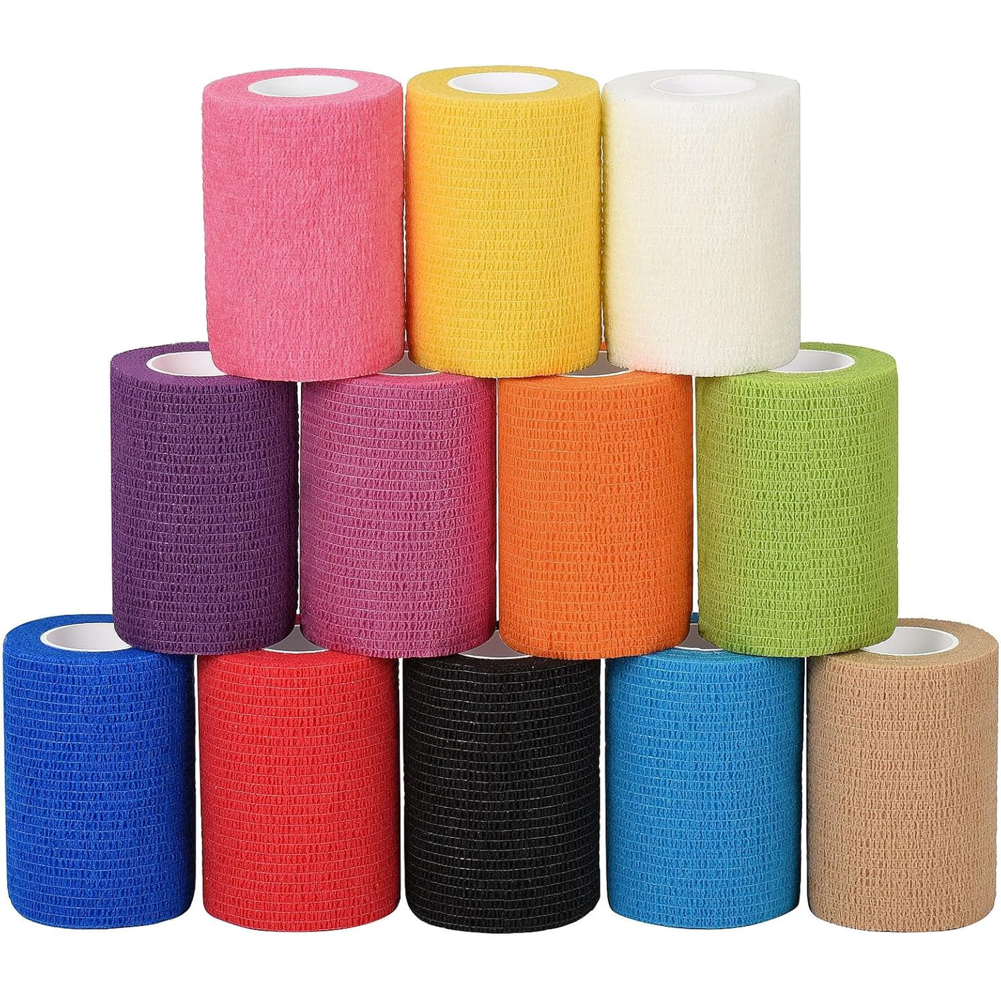 12 Pack Self Adhesive Bandage Wrap 3in x 5yds Self-Adherent Cohesive Vet Tape for Sports, Ankle, Wrist, Dogs, Cats, Horses, First Aid - Breathable, Waterproof, No Clips