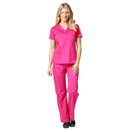 

Maevn Blossom 3 Pocket V-Neck Scrub Top & Utility Pocket Cargo Scrub Pant Set