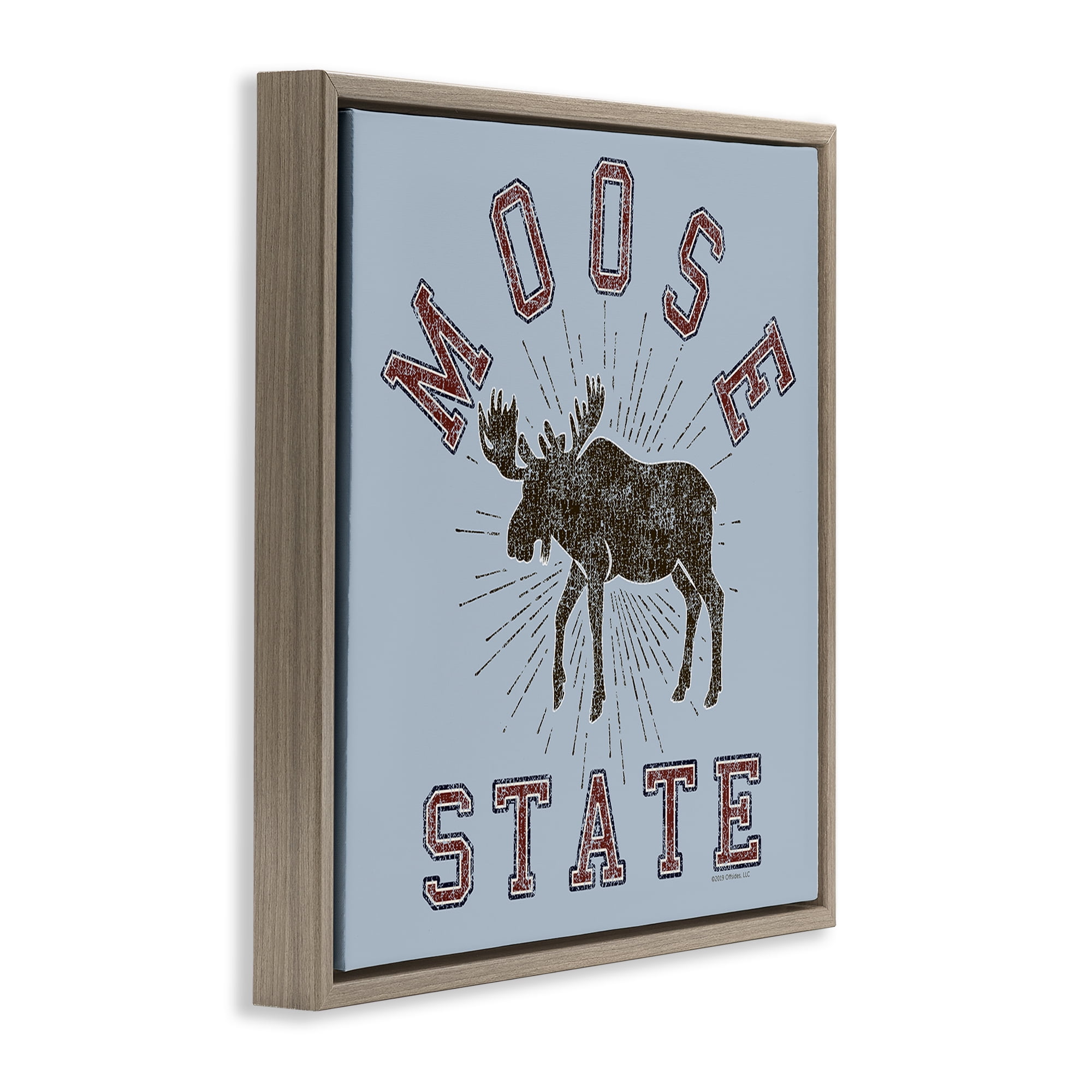 Stupell Industries Vintage Moose State Animals Painting Brown Floater Framed Canvas Art Print Wall Art, 25 x 25